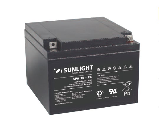 Μπαταρία Sunlight SPA12-26 VRLA - AGM τεχνολογίας - 12V 26Ah (C20) -  e-kiriazis.gr