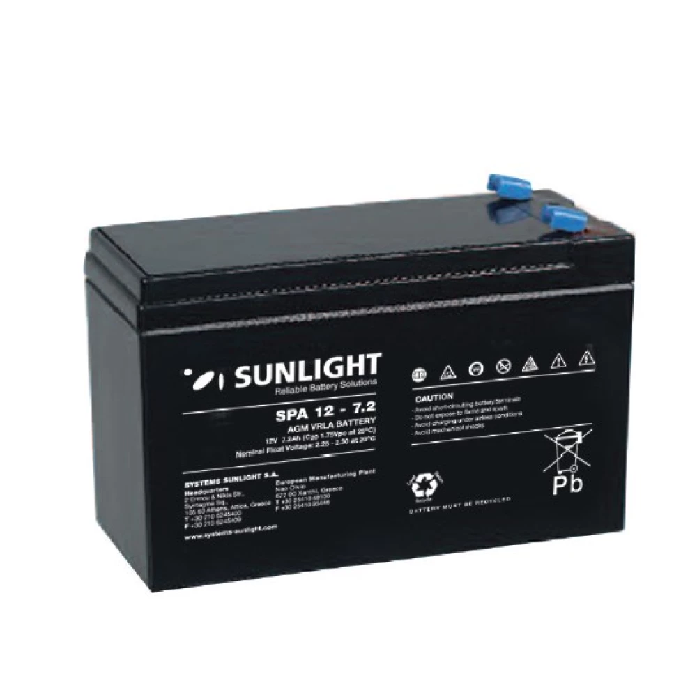 Μπαταρία SUNLIGHT SPA12-7.2 (F1) 12V 7Ah (C20) VRLA - AGM