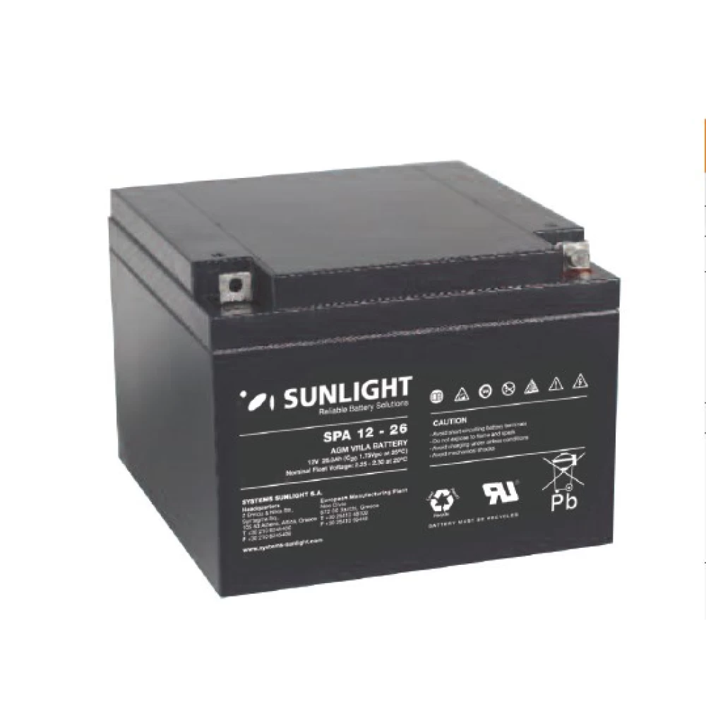 Μπαταρία SUNLIGHT SPA12-26 12V 26Ah (C20) VRLA - AGM